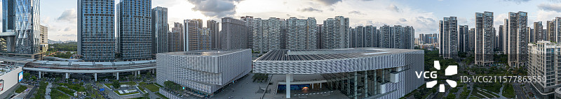 龙华深圳美术馆航拍高角度全景图片素材