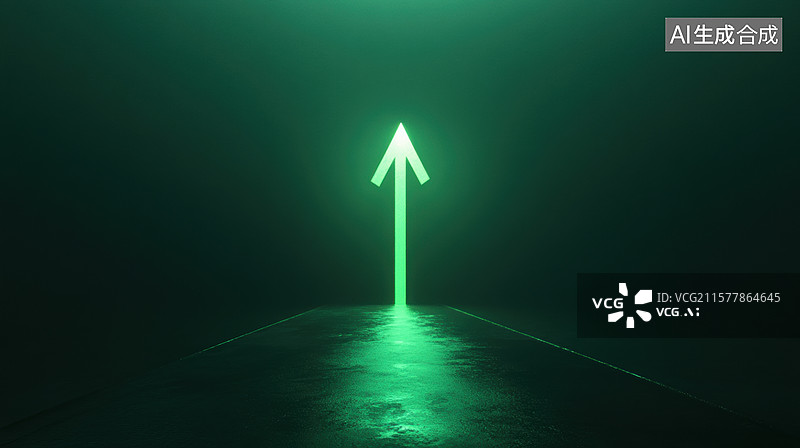 【AI数字艺术】绿色箭头指示前进方向图片素材