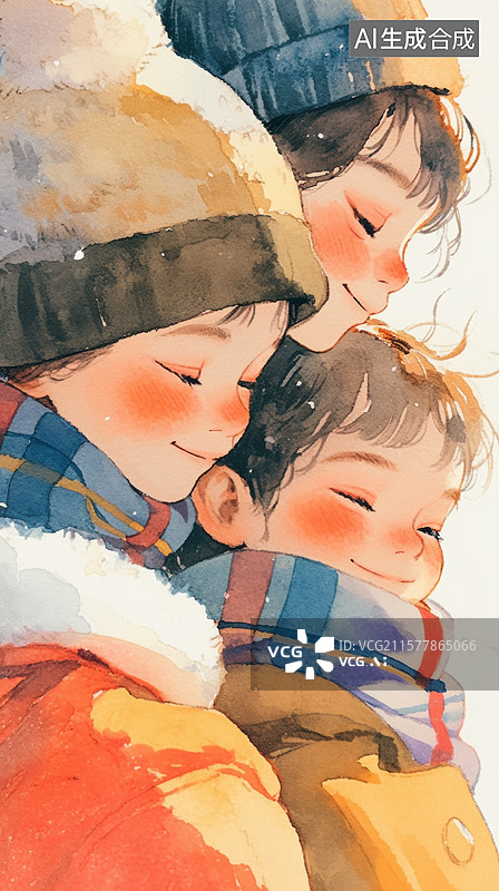 【AI数字艺术】温馨的冬日家庭时光图片素材