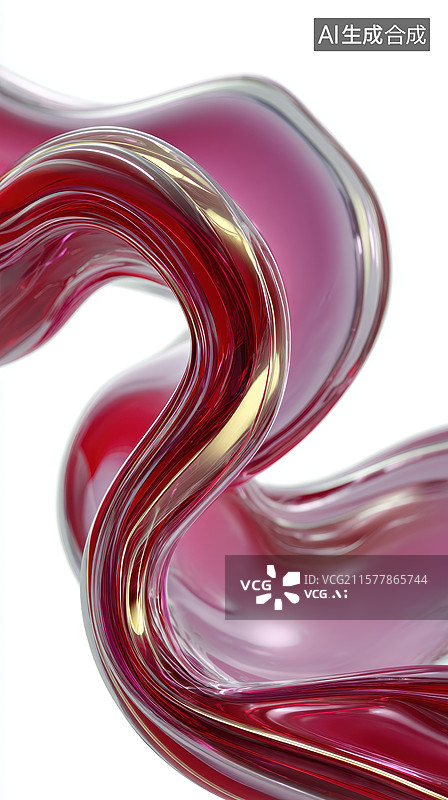 【AI数字艺术】红色玻璃艺术雕塑特写图片素材