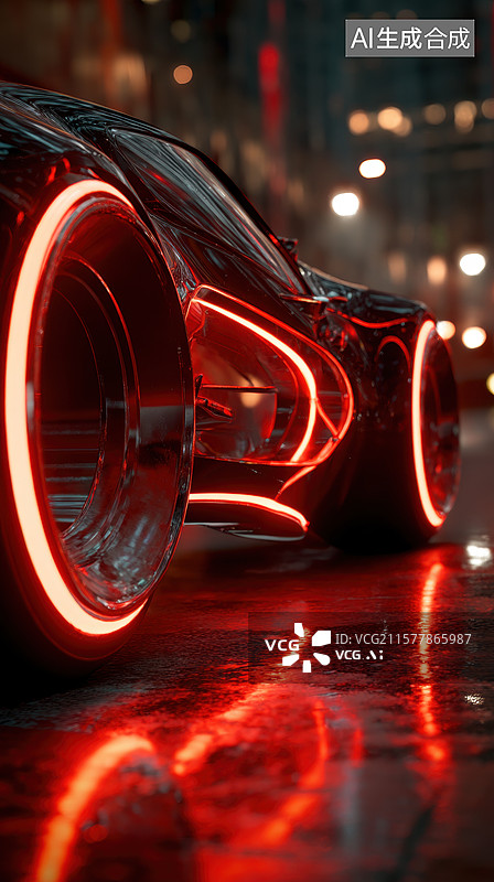 【AI数字艺术】未来感十足的霓虹赛车图片素材