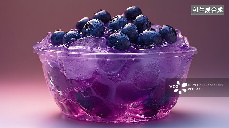 【AI数字艺术】夏天清凉水果饮料海报一杯蓝莓酸奶冰饮特写图片素材