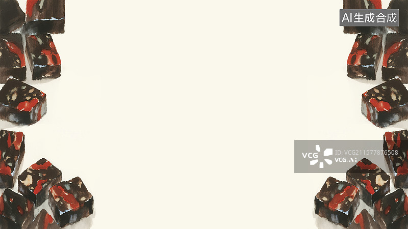 【AI数字艺术】复古中国风水墨画两侧背景，红糖阿胶膏 驴皮胶补血养阴中国画工笔没骨画中医药材天然补品名贵食材配图角图图片素材