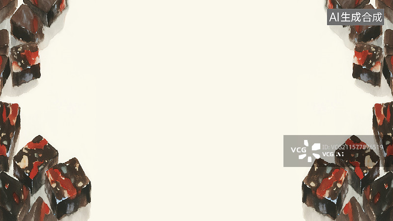 【AI数字艺术】复古中国风水墨画两侧背景，红糖阿胶膏 驴皮胶补血养阴中国画工笔没骨画中医药材天然补品名贵食材配图角图图片素材