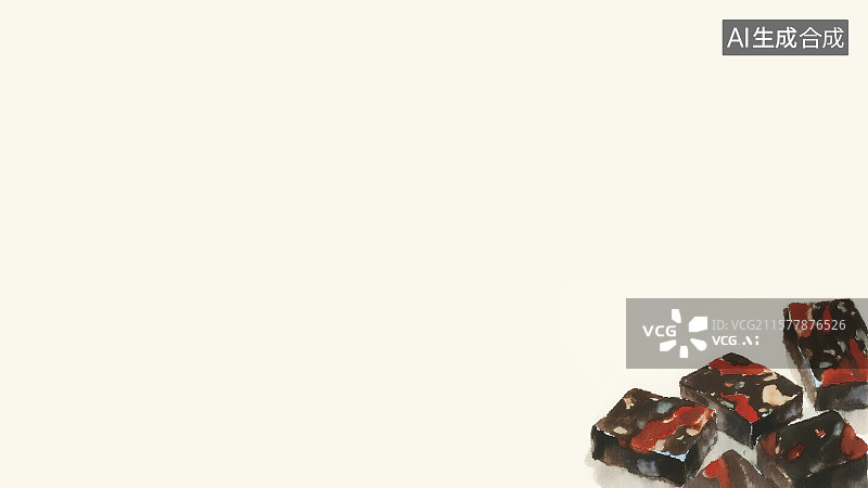 【AI数字艺术】复古中国风水墨画右下背景，红糖阿胶膏 驴皮胶补血养阴中国画工笔没骨画中医药材天然补品名贵食材配图角图图片素材