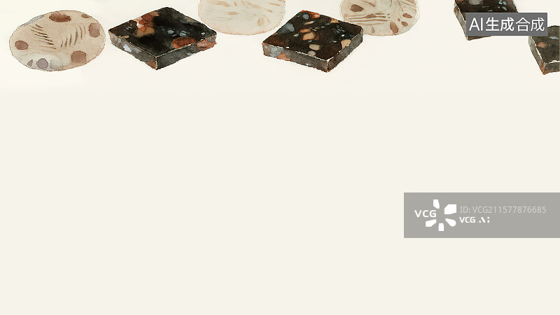 【AI数字艺术】复古中国风水墨画居上背景，红糖阿胶膏 驴皮胶补血养阴中国画工笔没骨画中医药材天然补品名贵食材配图角图图片素材