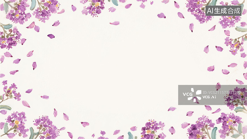 【AI数字艺术】复古中国风水墨画最大背景，紫薇花中国画工笔没骨画十二花神8月令代表花朝节百花传说季节时令淡雅藕荷色图片素材