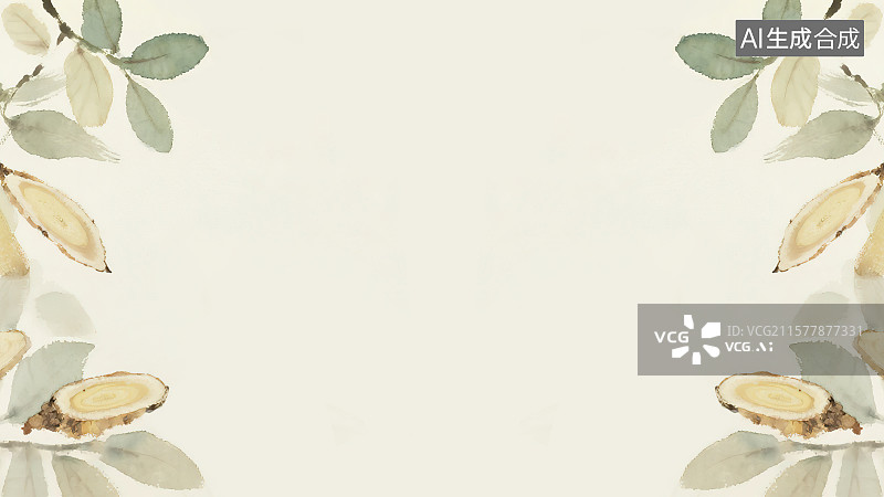 【AI数字艺术】复古中国风水墨画两侧背景，黄芪补气升阳中国画工笔没骨画中医药材天然草本装饰画印花图案自然科普配图角图图片素材