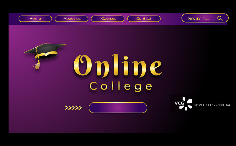 奢华金色在线大学网站模板图片素材