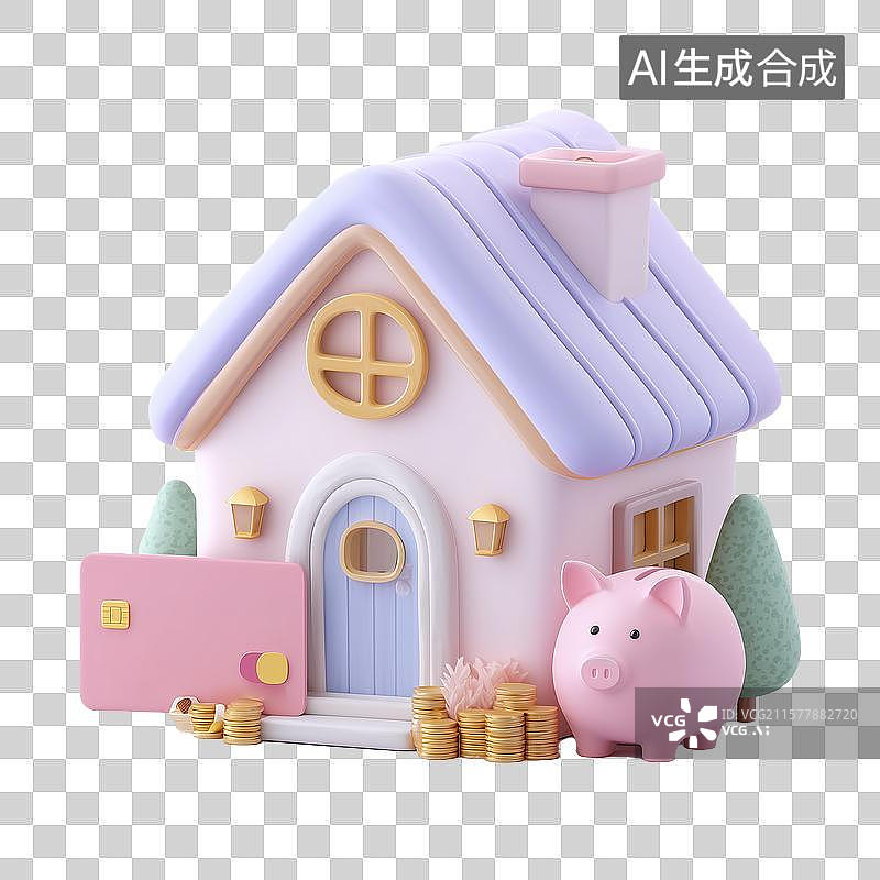 【AI数字艺术】储蓄存款买房图片素材