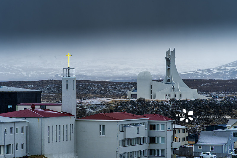 冰岛冬天白日梦想家拍摄地斯地基斯霍米尔小镇图片素材