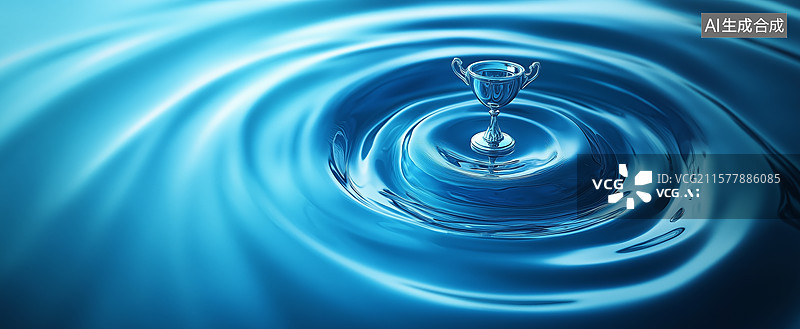 【AI数字艺术】水波中的奖杯倒影图片素材