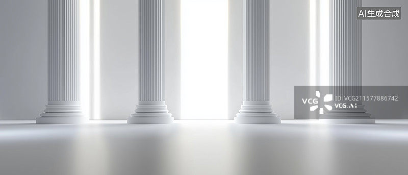 【AI数字艺术】古典柱廊与明亮光线图片素材
