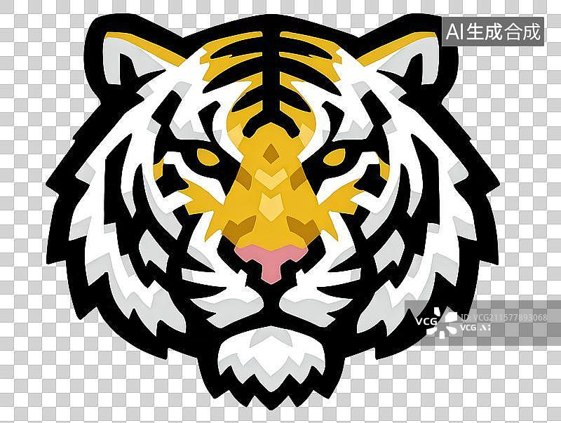 【AI数字艺术】3D渲染免抠图形元素老虎头图片素材