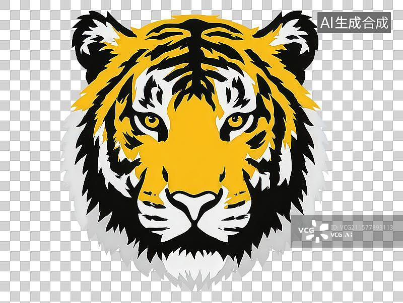 【AI数字艺术】3D渲染免抠图形元素老虎头图片素材