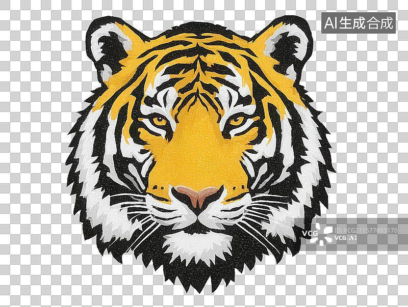 【AI数字艺术】3D渲染免抠图形元素老虎头图片素材