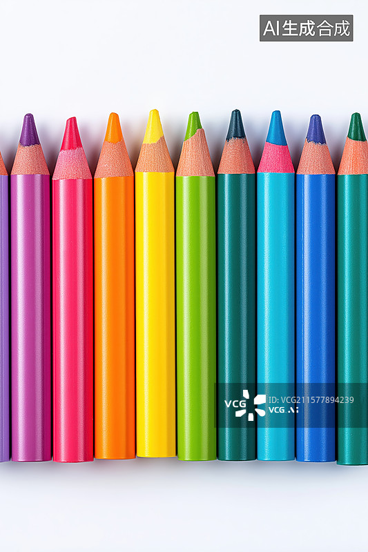 【AI数字艺术】彩色铅笔整齐排列图片素材
