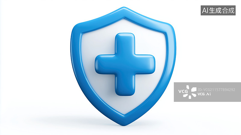 【AI数字艺术】蓝色盾牌与十字标志图片素材