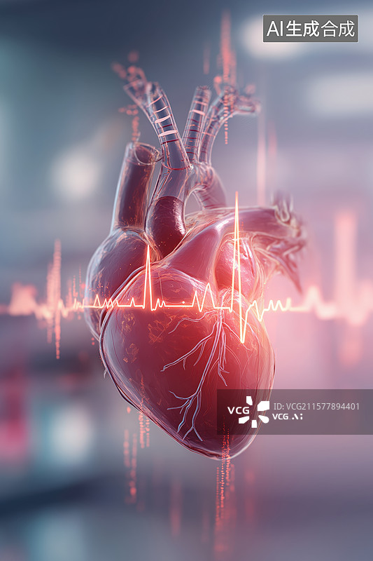 【AI数字艺术】心脏电脉冲影像图片素材