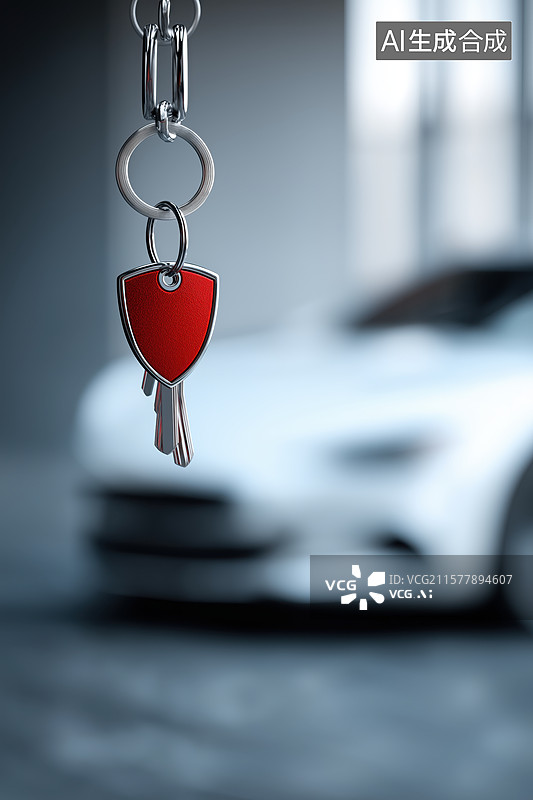 【AI数字艺术】汽车钥匙与背景汽车图片素材