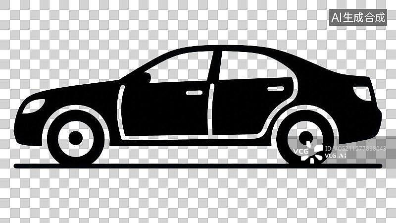 【AI数字艺术】3D渲染免抠图形元素黑白线条简笔画汽车轿车形状图片素材