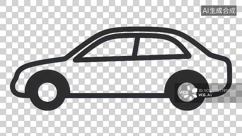 【AI数字艺术】3D渲染免抠图形元素黑白线条简笔画汽车轿车形状图片素材