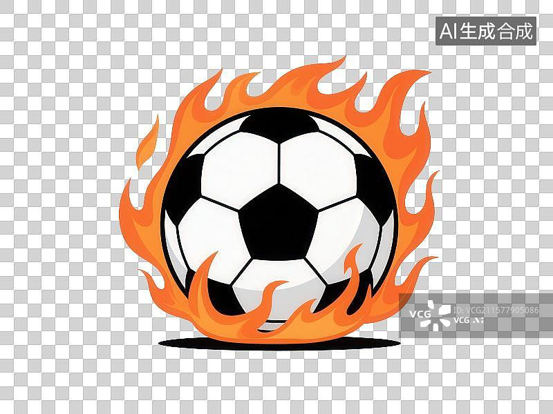 【AI数字艺术】3D渲染免抠图形元素火焰包围着足球图片素材