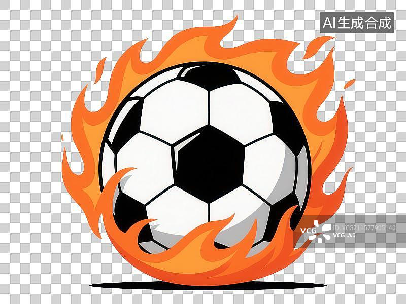 【AI数字艺术】3D渲染免抠图形元素火焰包围着足球图片素材