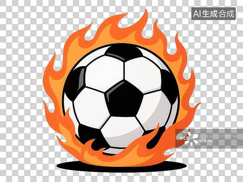 【AI数字艺术】3D渲染免抠图形元素火焰包围着足球图片素材