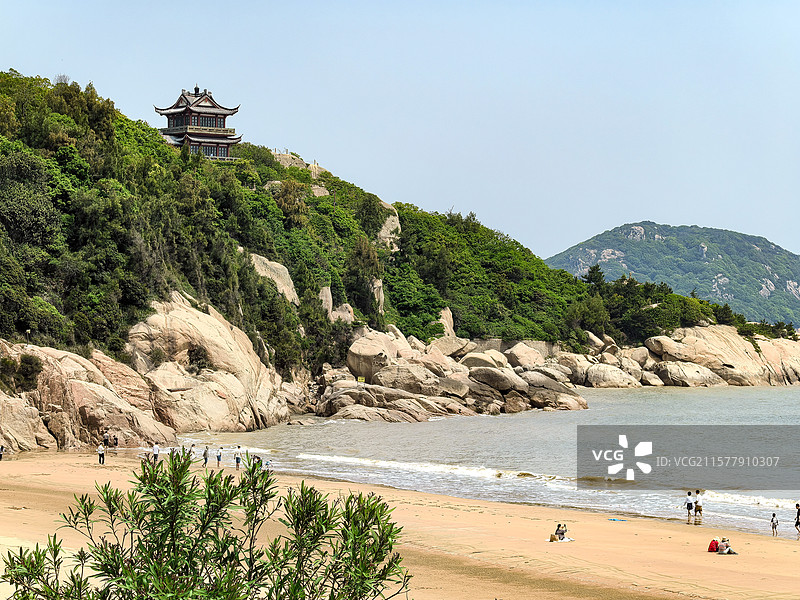 普陀山百步沙沙滩西游记取景地图片素材