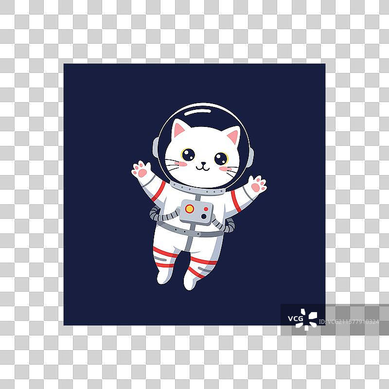 漂浮的宇航员猫穿着宇航服在黑暗中图片素材