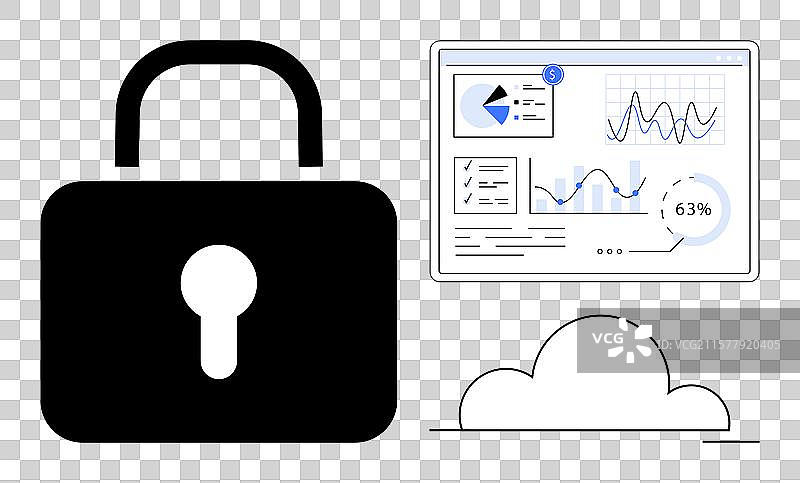 云计算中的网络安全概念与锁定图片素材