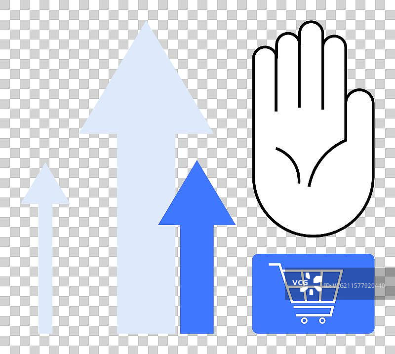 代表电子商务的增长箭头和手势图片素材