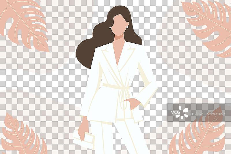 身穿简约白色西装的无脸女性图片素材