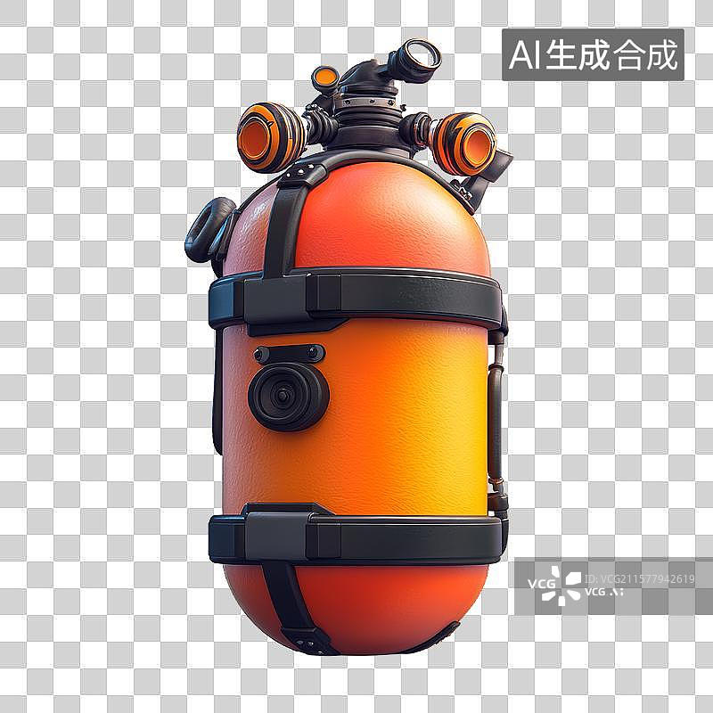 【AI数字艺术】橙色潜水气瓶配黑色装备图片素材