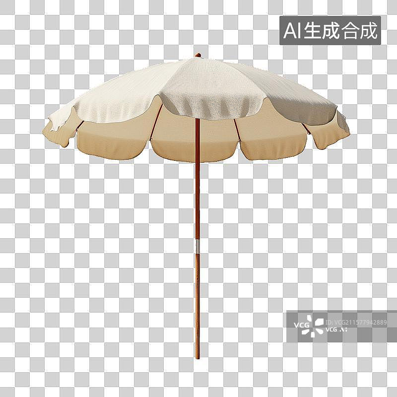 【AI数字艺术】米色遮阳伞，木质杆设计图片素材