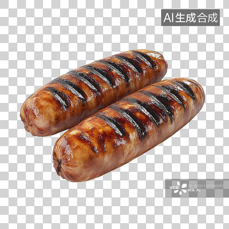 【AI数字艺术】两根带有烤痕的香肠图片素材
