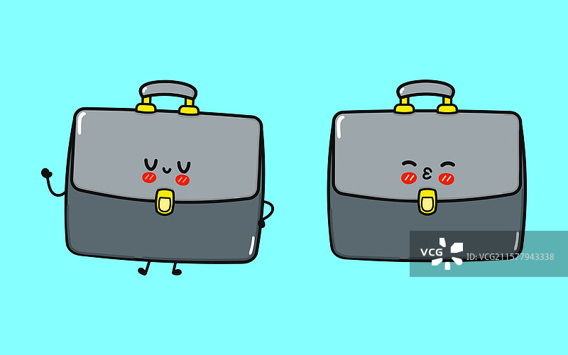 可爱的公文包角色，带着顽皮的表情图片素材