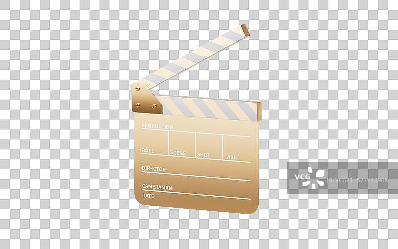 金色的电影场记板三维渲染图片素材