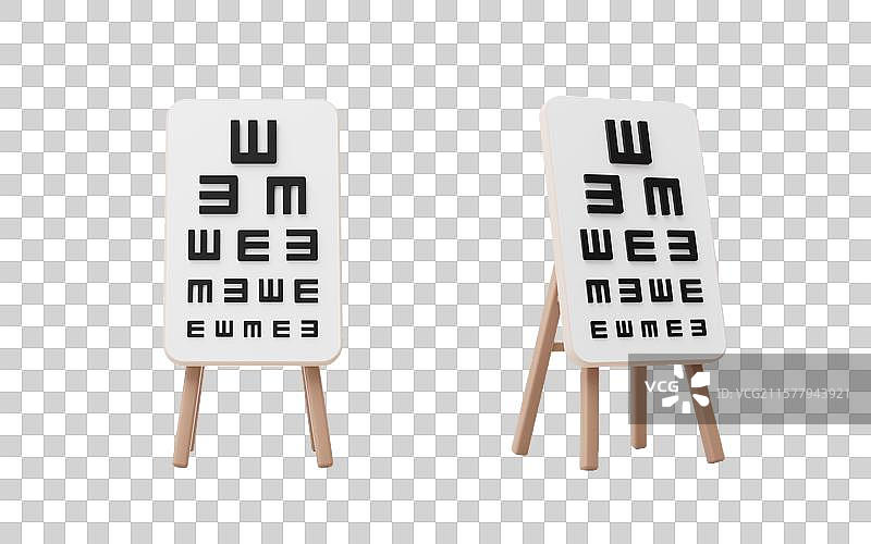 卡通风格视力表三维渲染图片素材