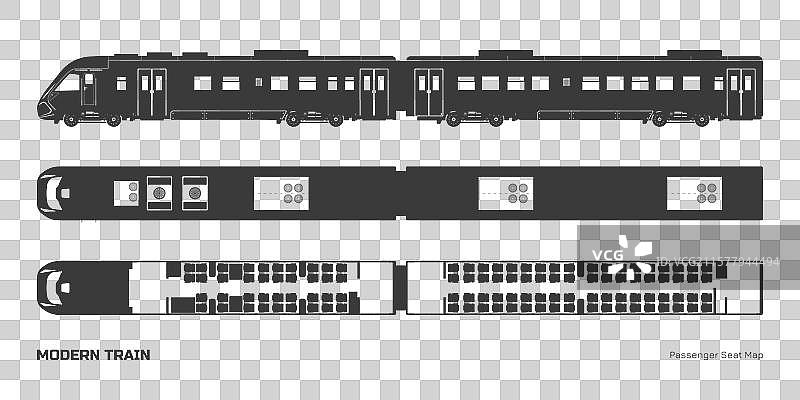 火车乘客座位图的黑色轮廓图片素材