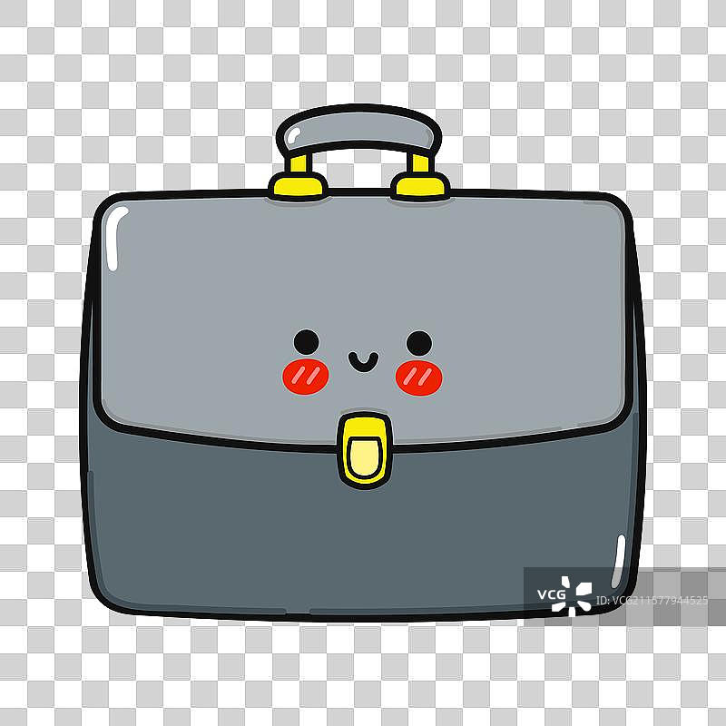 微笑的公文包卡通形象，快乐的办公室包图片素材