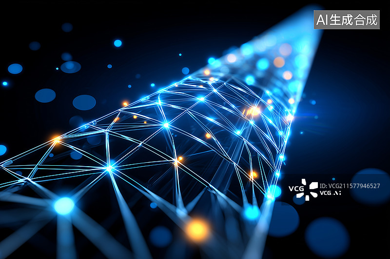 【AI数字艺术】蓝色线条抽象概念信号塔图片素材