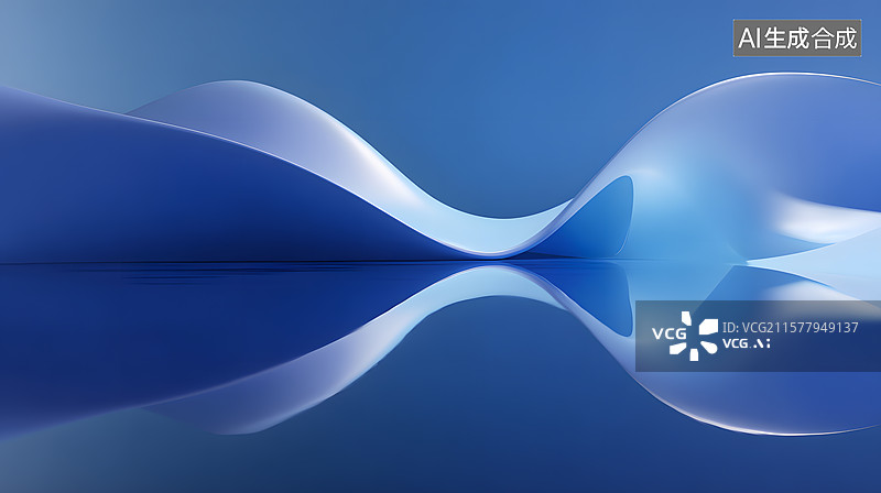 【AI数字艺术】蓝色抽象艺术建筑水面反射背景图图片素材