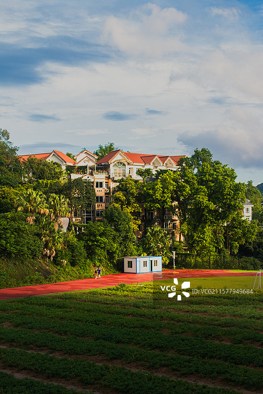 广州六片山下应元颐和实验学校的操场风光，操场种地图片素材