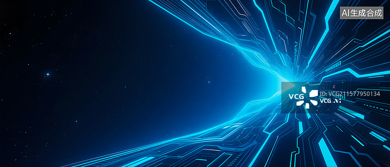 【AI数字艺术】蓝色科技光线背景图图片素材