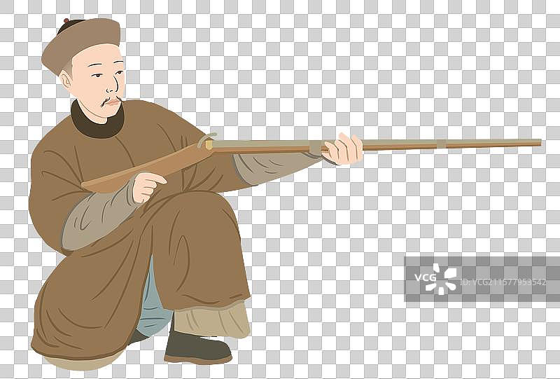 清代清朝皇帝帝王乾隆弘历人物站姿站立生活方式元素插画图片素材