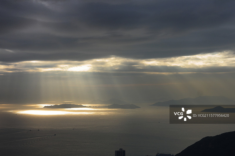 香港太平山俯瞰离岛图片素材
