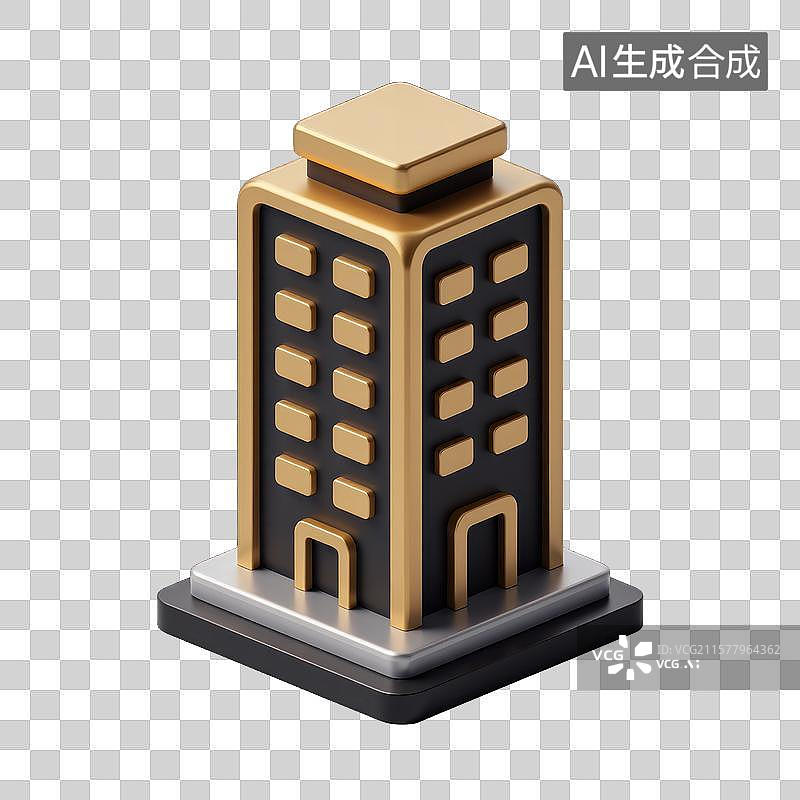 【AI数字艺术】黑金极简风格的商务楼宇设计图片素材