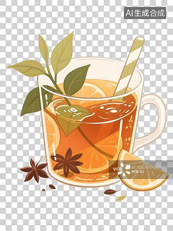 【AI数字艺术】夏日凉茶插画免扣元素图片素材